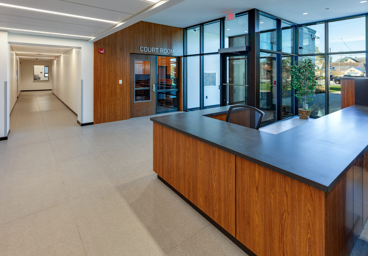 glass fronted lobby