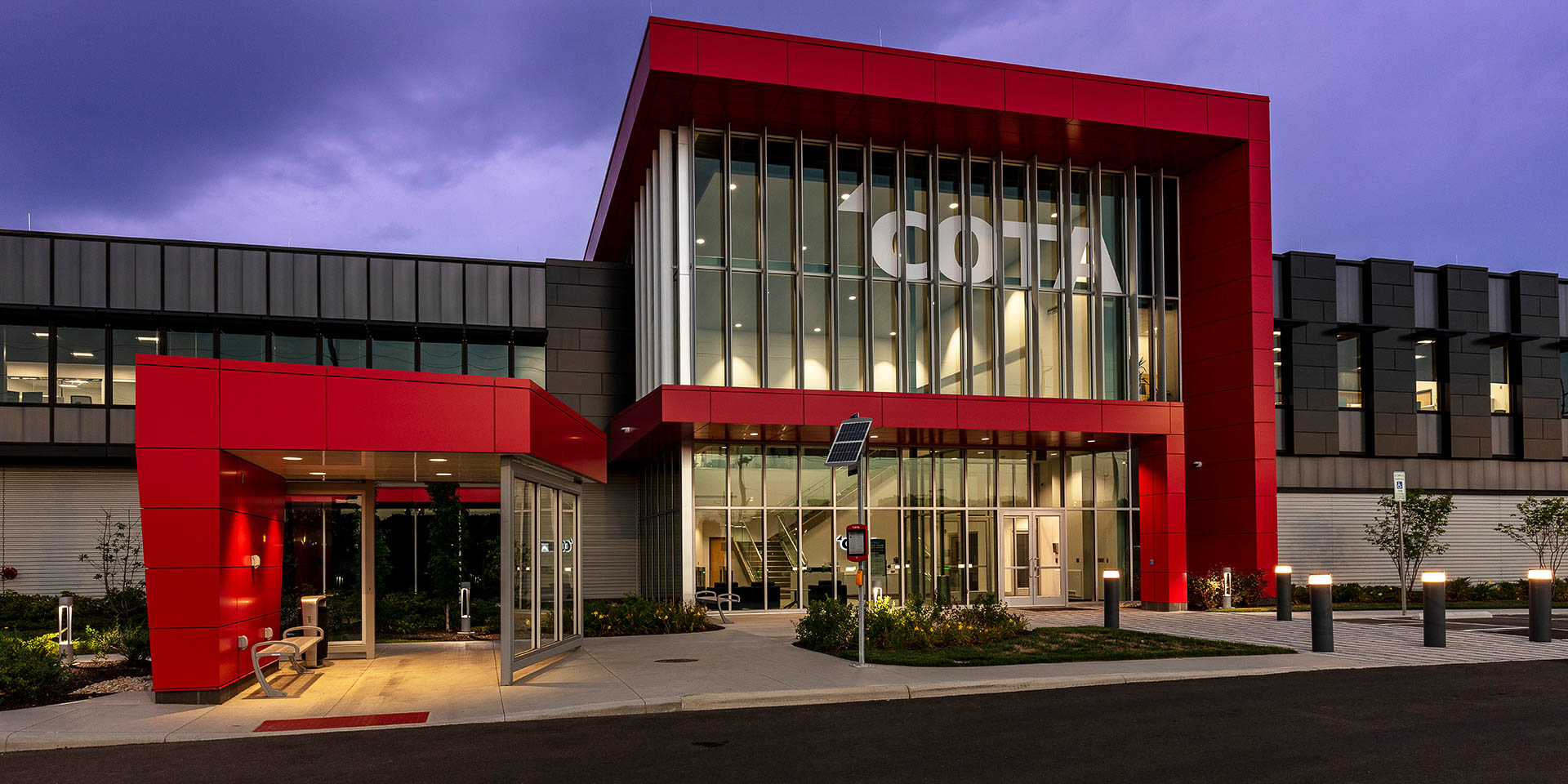 COTA entrance at night